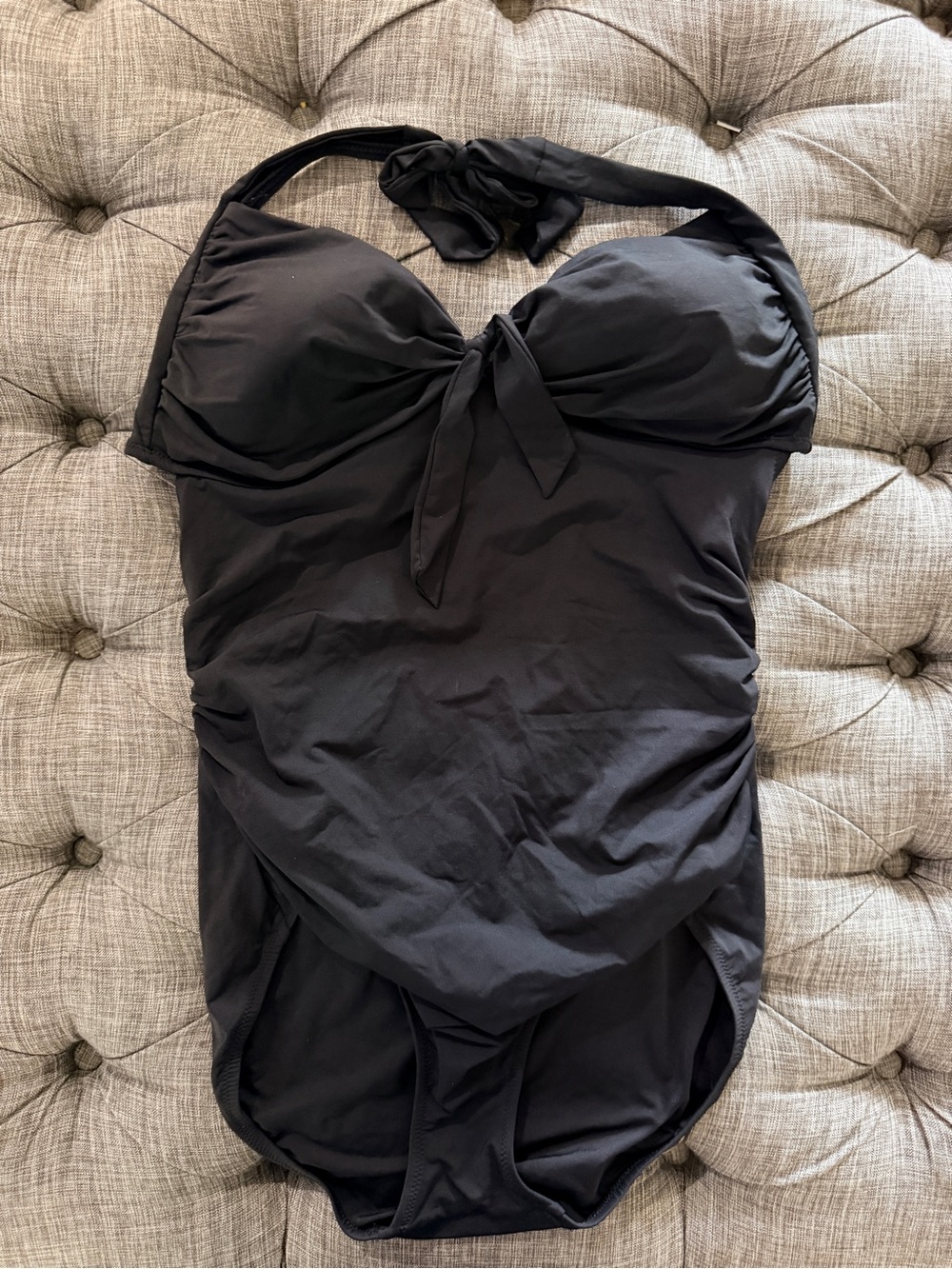 Lands' End Black Halter One-Piece Swimsuit